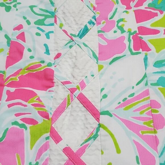 𝅺LILLY Pulitzer Cathy Flamingo Pink Don't Give A Cluck Shift Dress 00 - Picture 5 of 12